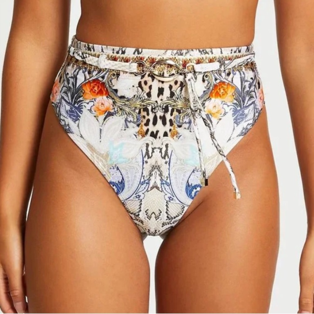 River Island Resort Animal & Floral Print Thong Bikini Bottom NWT
